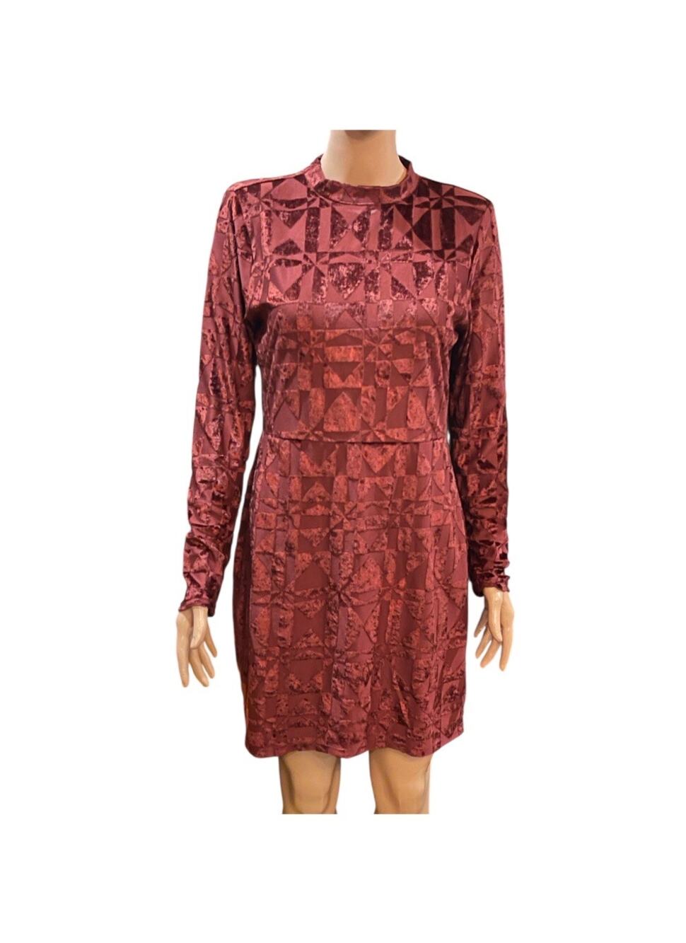 Material Girl Womens Size XL Junior Burgundy Zipper Dress